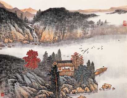 宋玉麟 秋江图 镜心